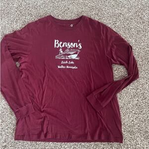 Custom Ink Maroon Crewneck Long Sleeve T-Shirt, Men's size XL